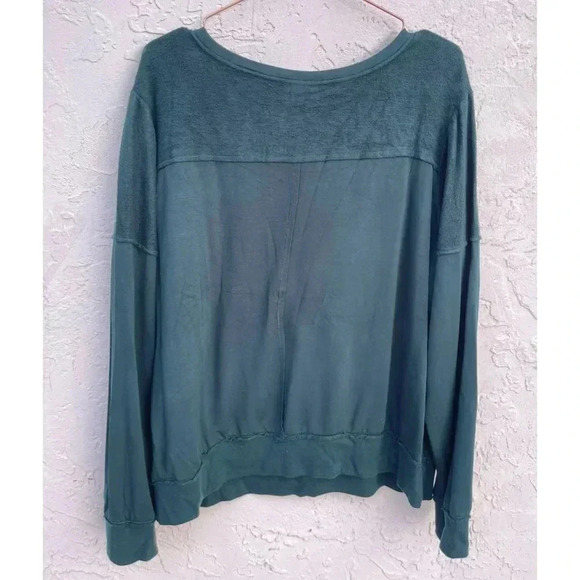 Knox Rose Womens Boho Lace Velvet Crew Neck Long Sleeve Sweater Green Sz XL - Picture 2 of 9